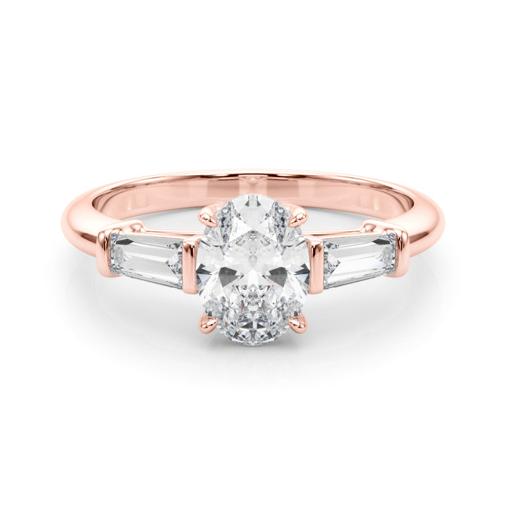 14K Rose Gold Oval Diamond Engagement Ring