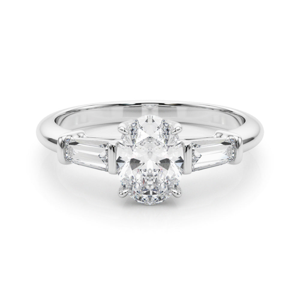 14K White Gold Oval Diamond Engagement Ring