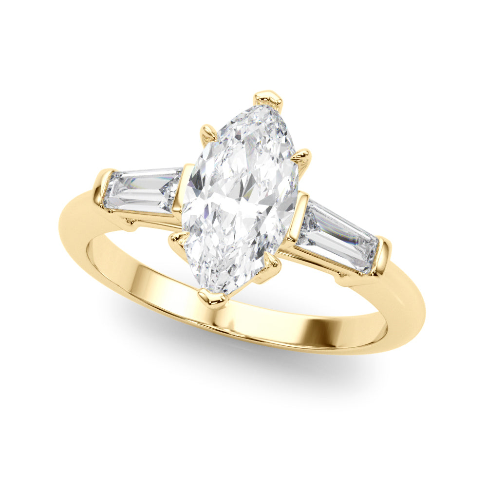 14K Yellow Gold Marquise Diamond Engagement Ring
