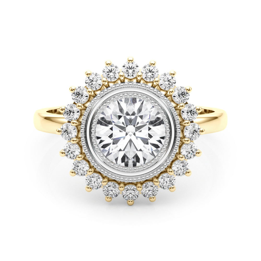 18K Yellow Gold 1 1/3 ct tw Halo Diamond Engagement Ring