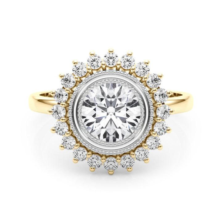 18K Yellow Gold 1 1/3 ct tw Halo Diamond Engagement Ring