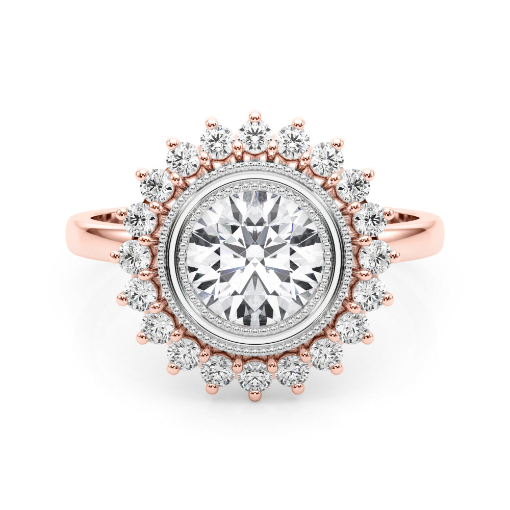 14K Rose Gold 1 1/3 ct tw Halo Diamond Engagement Ring