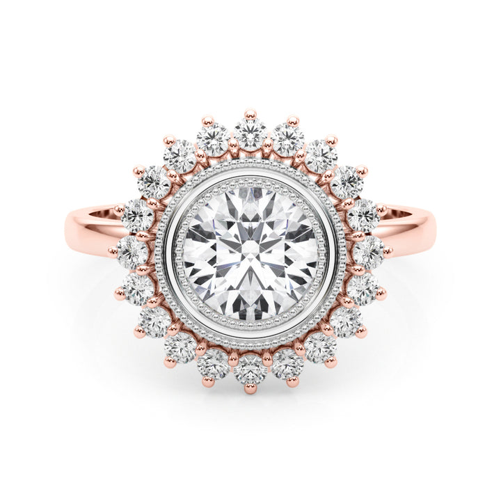 14K Rose Gold 1 1/3 ct tw Halo Diamond Engagement Ring