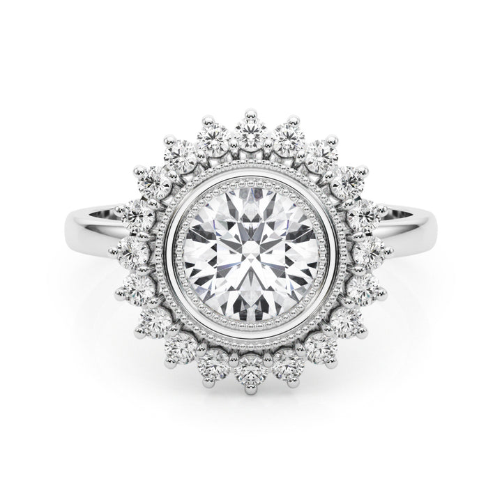 Platinum 1.33ctw Round Diamond Halo Engagement Ring