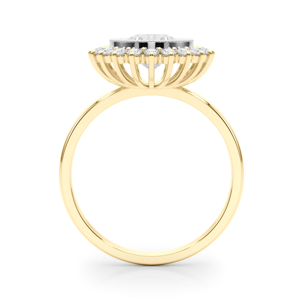 14K Yellow Gold 1 1/3 ct tw Halo Diamond Engagement Ring