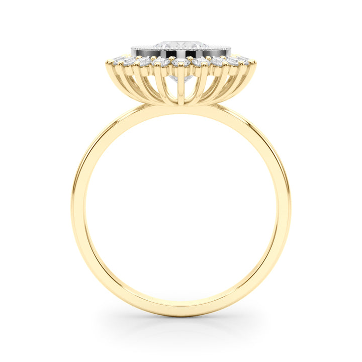 14K Yellow Gold 1 1/3 ct tw Halo Diamond Engagement Ring