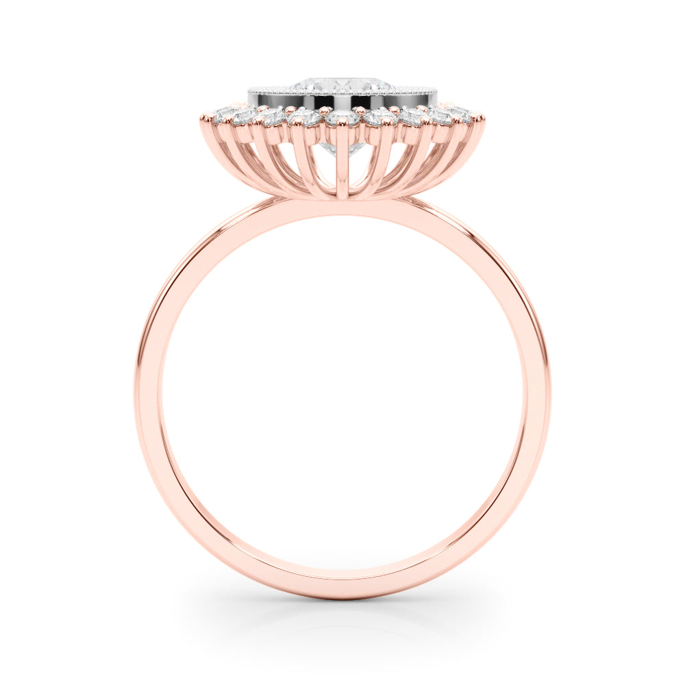 14K Rose Gold 1 1/3 ct tw Halo Diamond Engagement Ring