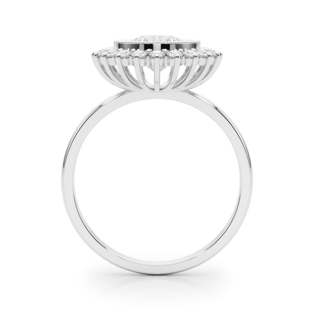 Platinum 1.33ctw Round Diamond Halo Engagement Ring