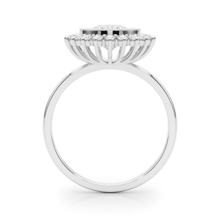 Platinum 1.33ctw Round Diamond Halo Engagement Ring