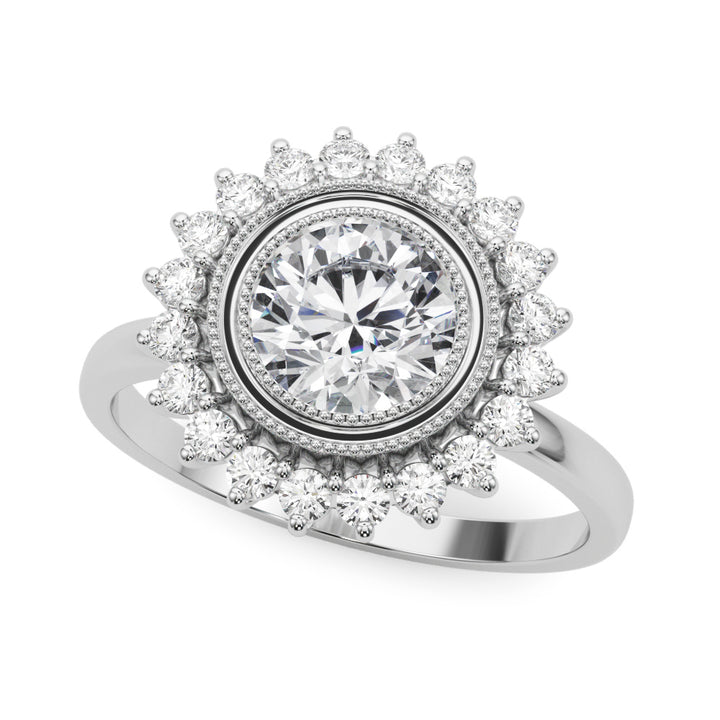 Platinum 1.33ctw Round Diamond Halo Engagement Ring