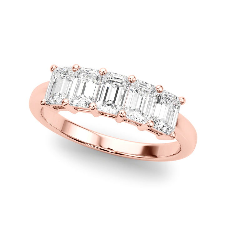 18K Rose Gold Emerald Diamond Wedding Ring