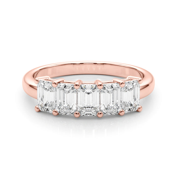 18K Rose Gold Emerald Diamond Wedding Ring