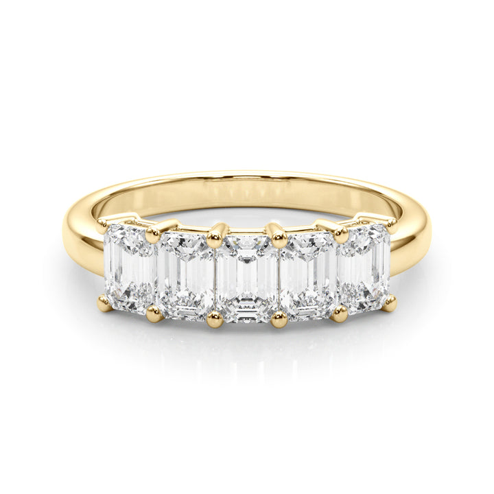 18K Yellow Gold Emerald Diamond Wedding Ring