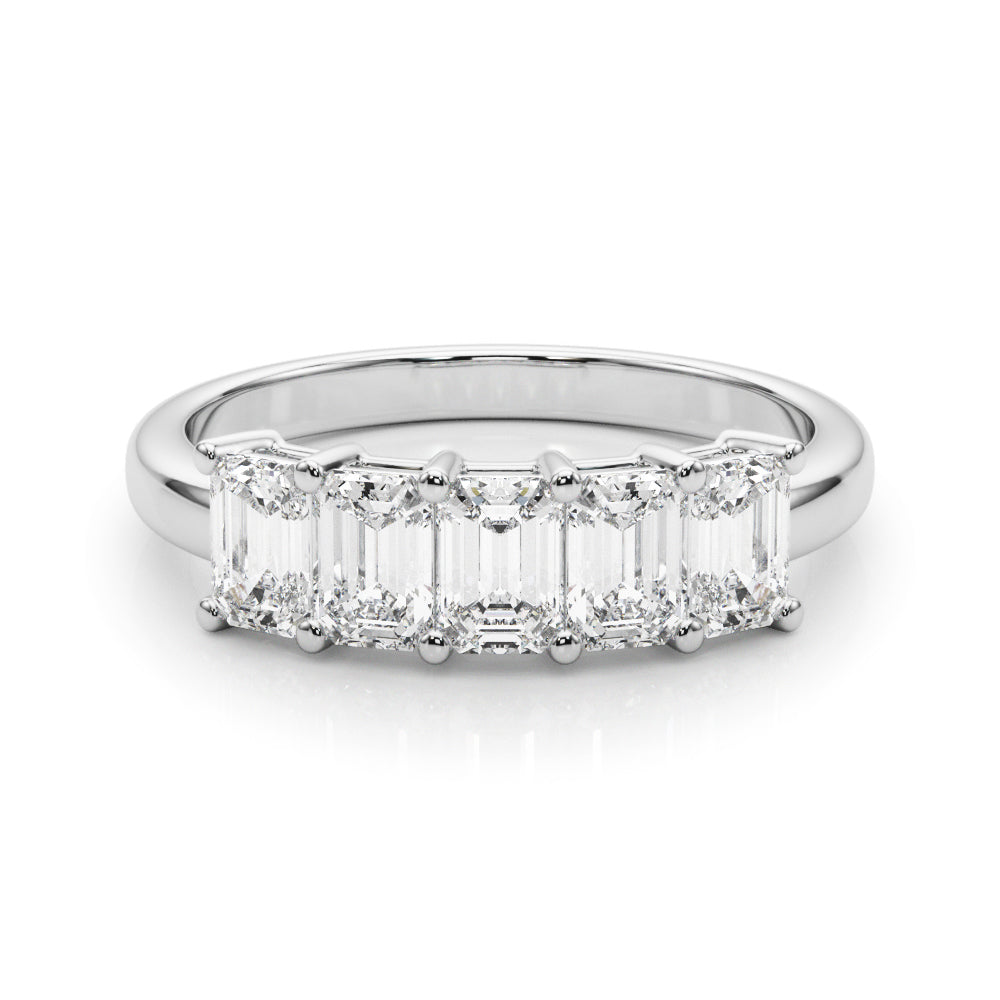 Platinum Emerald Diamond Multi-Stone Wedding Ring