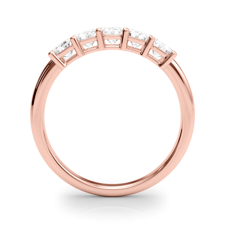18K Rose Gold Emerald Diamond Wedding Ring