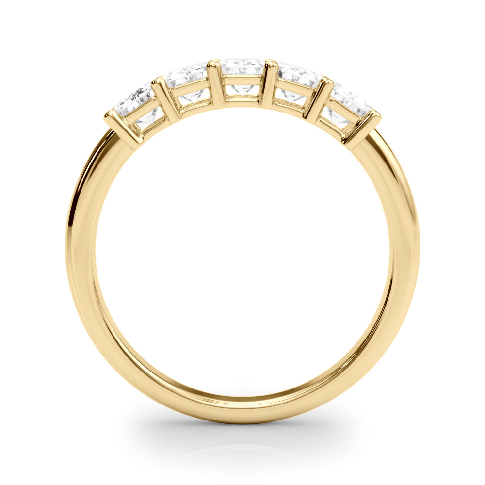 18K Yellow Gold Emerald Diamond Wedding Ring