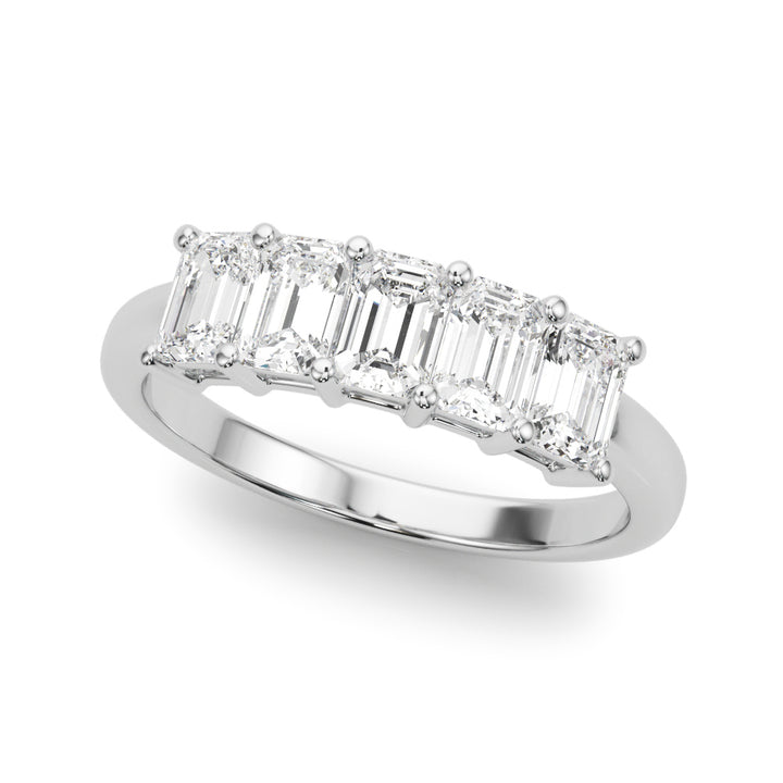 Platinum Emerald Diamond Multi-Stone Wedding Ring