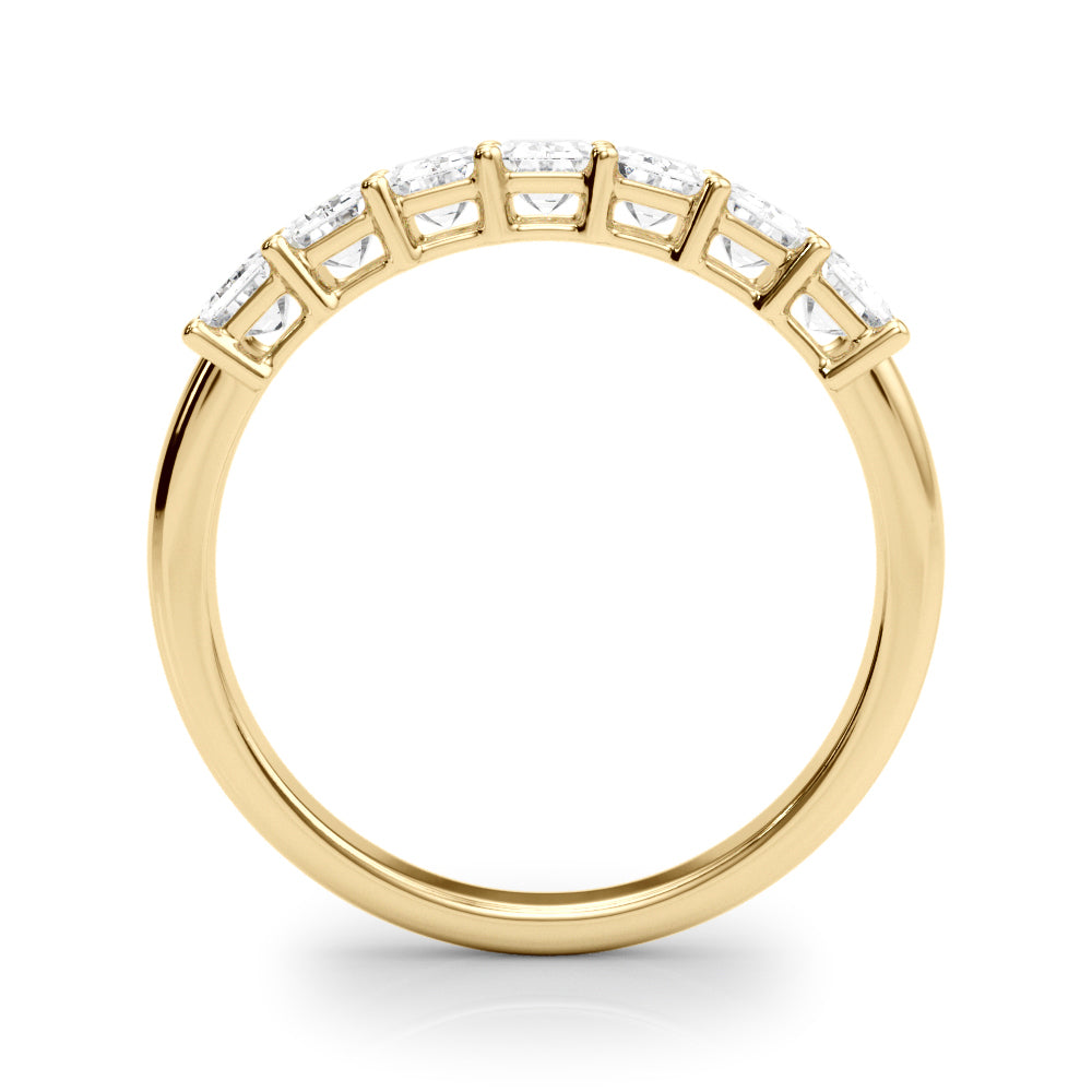 14K Yellow Gold Emerald Diamond Wedding Ring