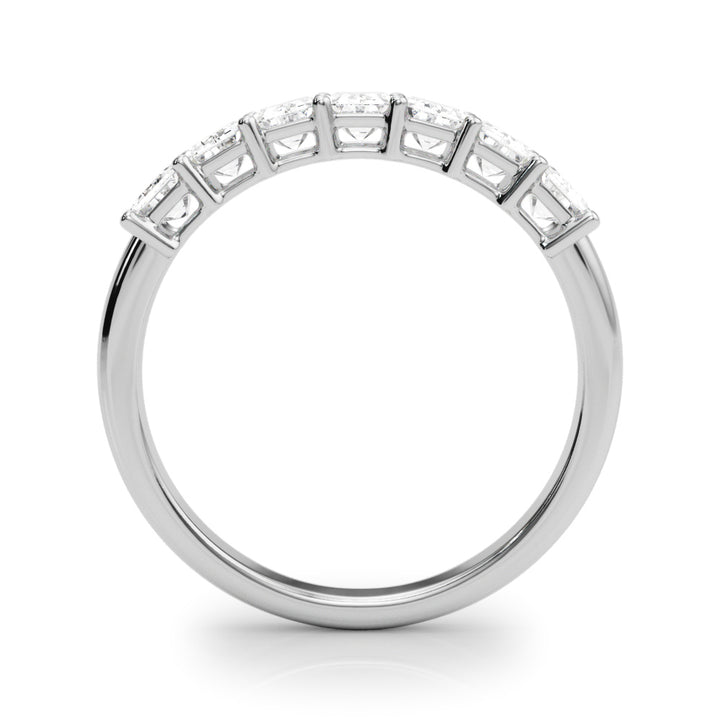 14K White Gold Emerald Diamond Wedding Band
