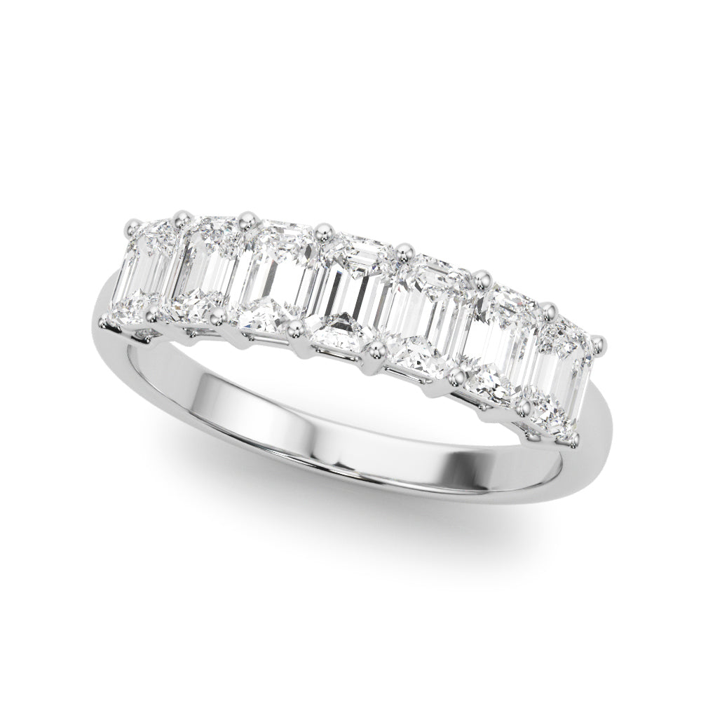 Platinum White Diamond Emerald Wedding Ring
