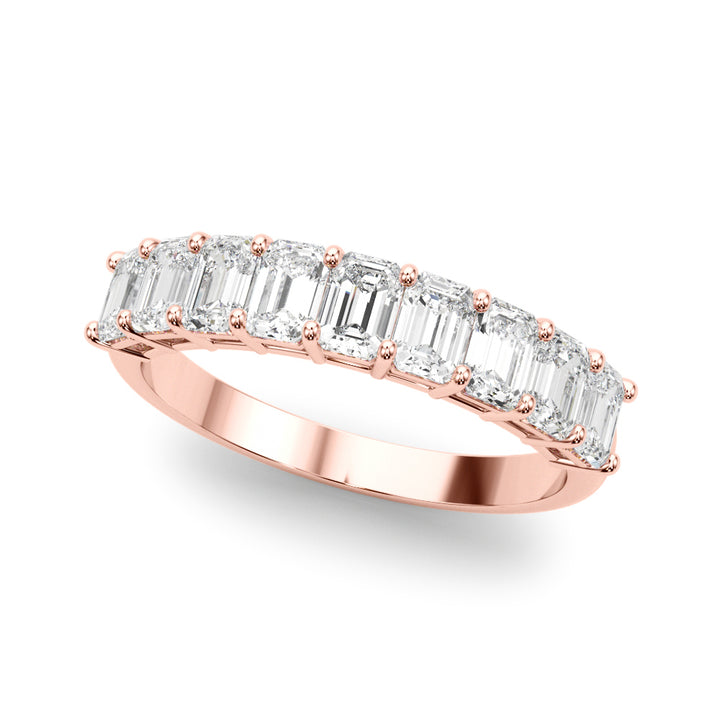 14K Rose Gold Emerald Diamond Wedding Ring