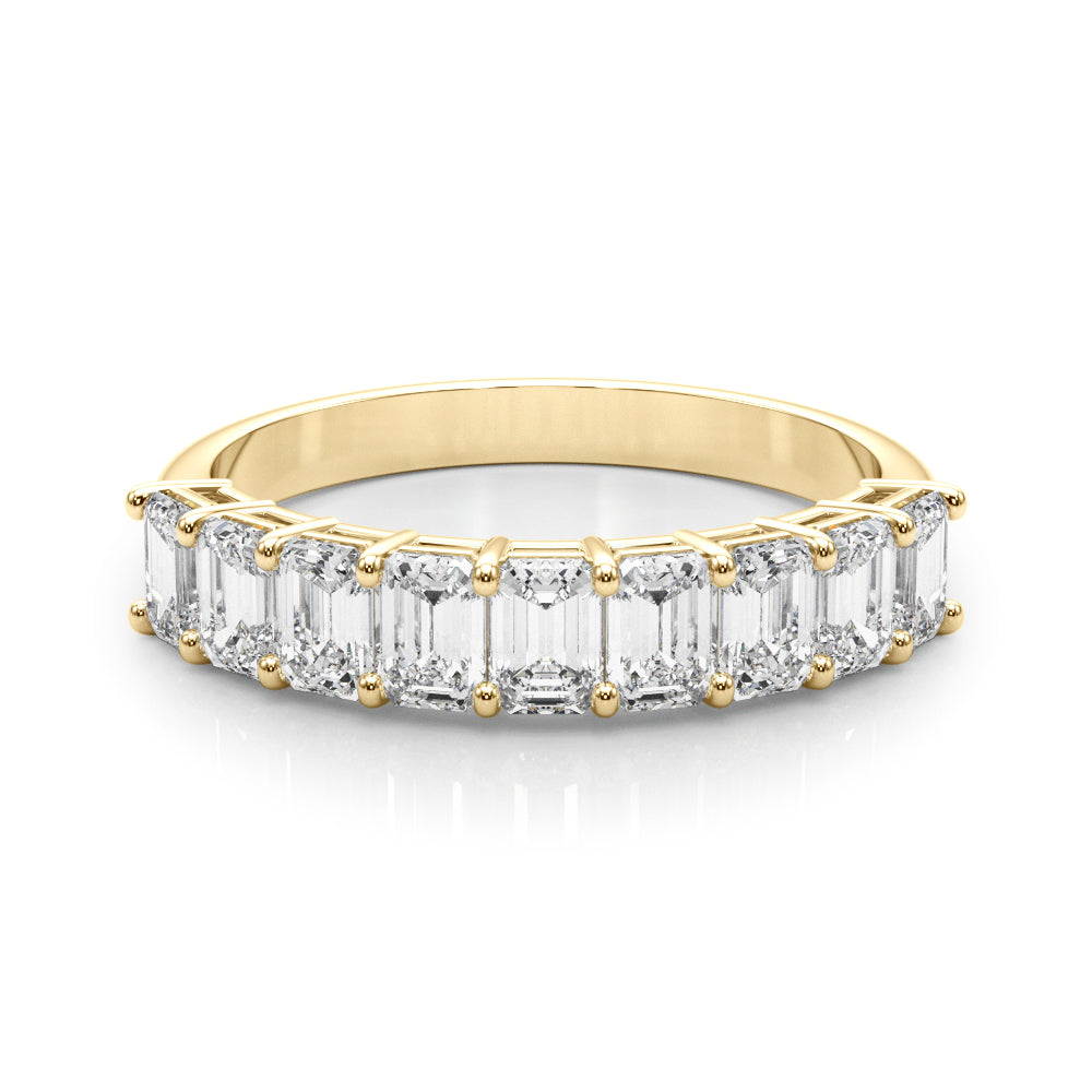 18K Yellow Gold Emerald Diamond Wedding Ring