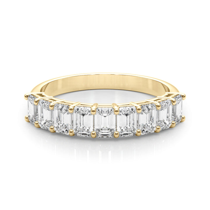 18K Yellow Gold Emerald Diamond Wedding Ring