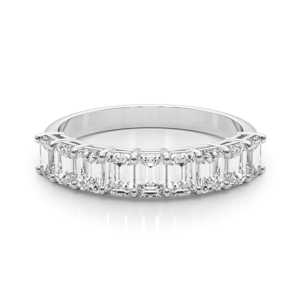 18K White Gold Multi-Stone Emerald Diamond Ring