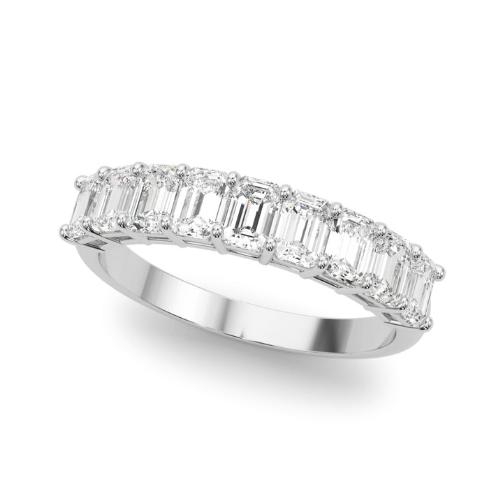 18K White Gold Multi-Stone Emerald Diamond Ring