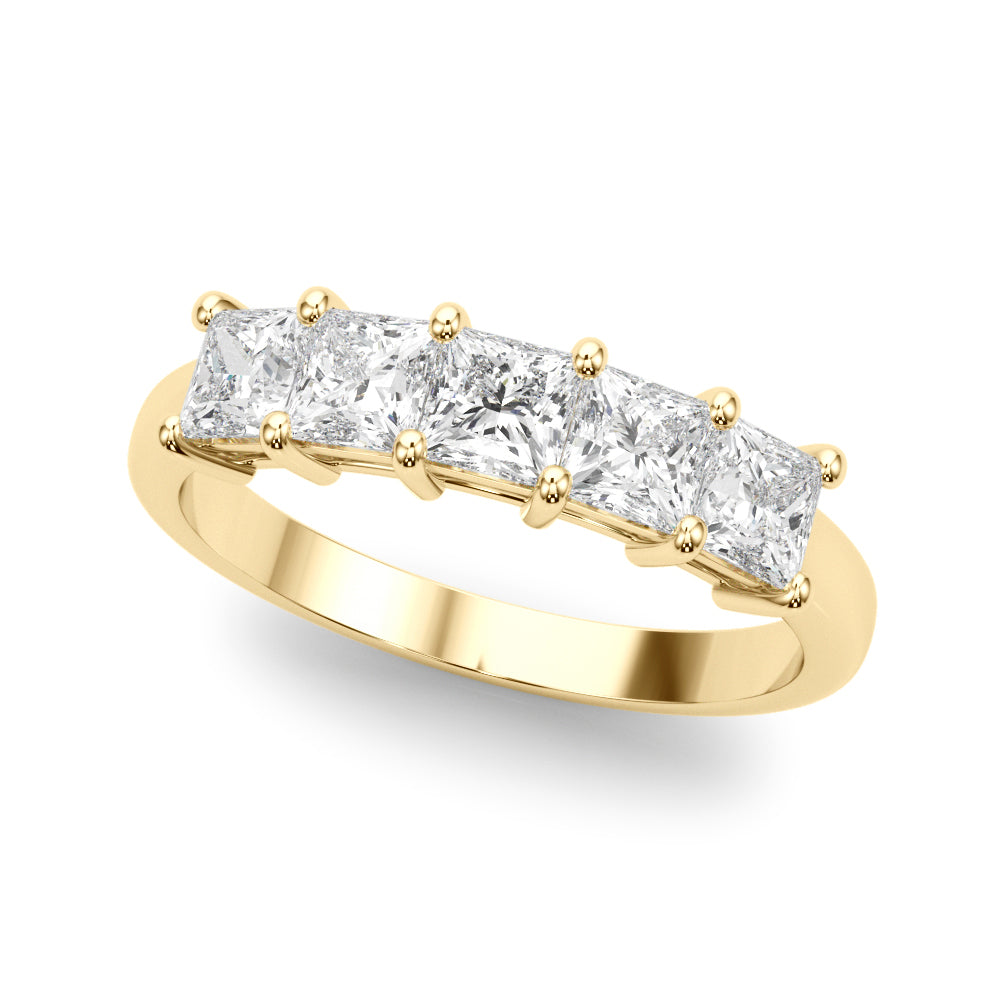 14K Yellow Gold Square Diamond Wedding Ring
