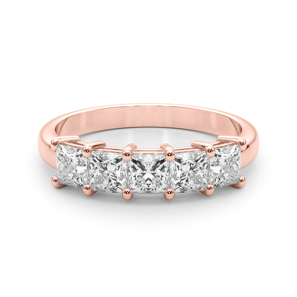 18K Rose Gold Square Diamond Wedding Ring