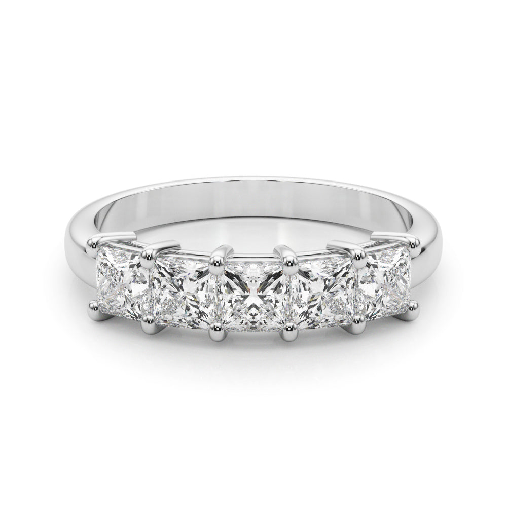 18K White Gold Square Diamond Wedding Ring