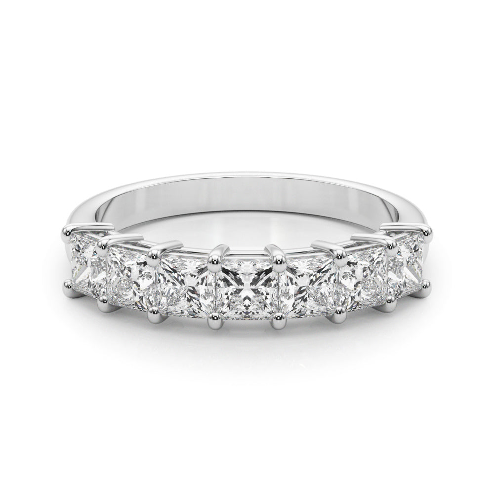 14K White Gold Square Diamond Wedding Ring
