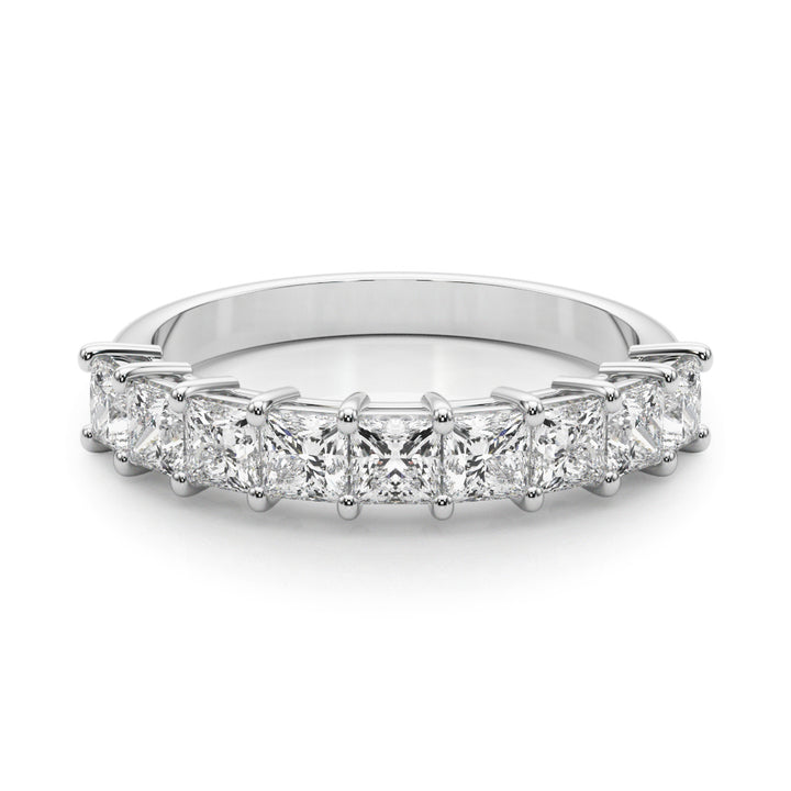 14K White Gold Square Diamond Wedding Ring
