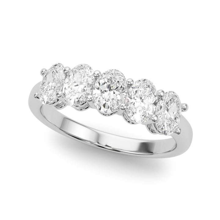 18K White Gold Oval Diamond 5-Stone Wedding Ring