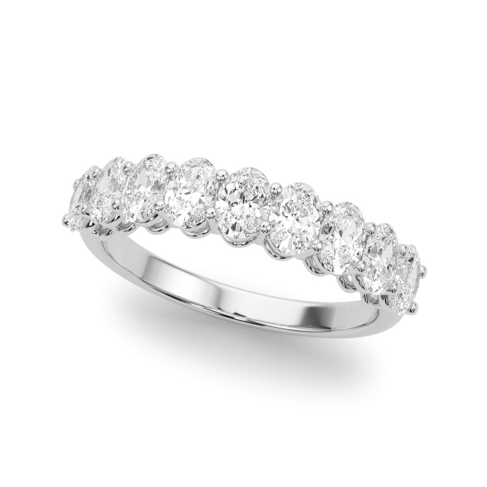 Platinum White Diamond Oval Wedding Ring