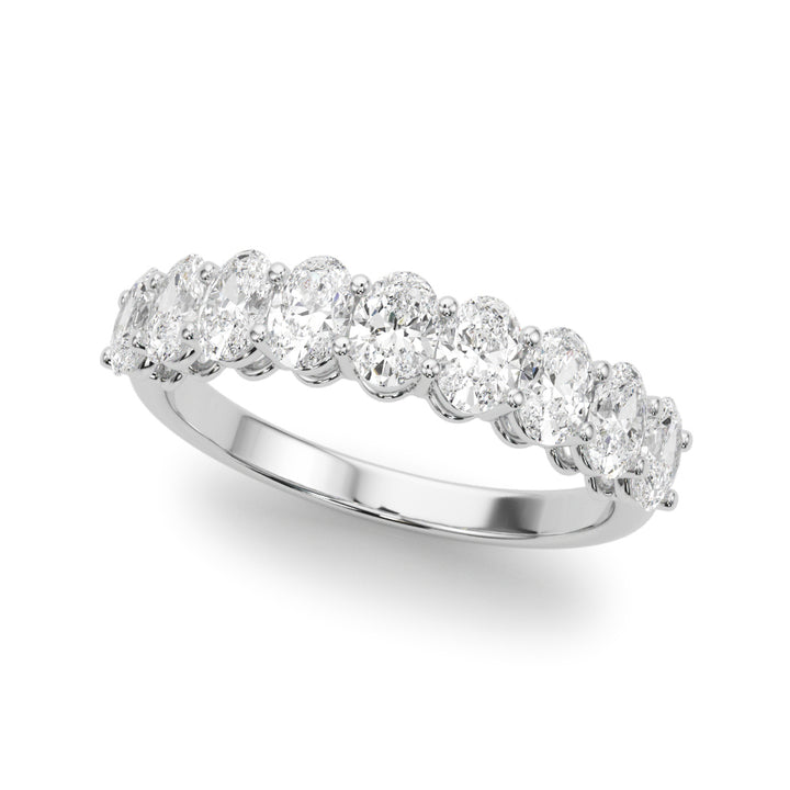 Platinum White Diamond Oval Wedding Ring