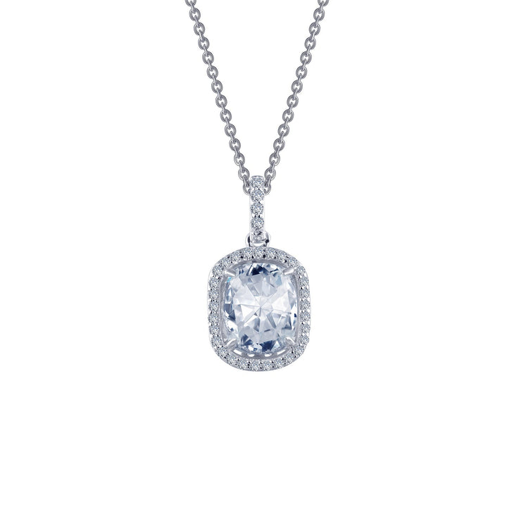 Rose-Cut Halo Pendant Necklace