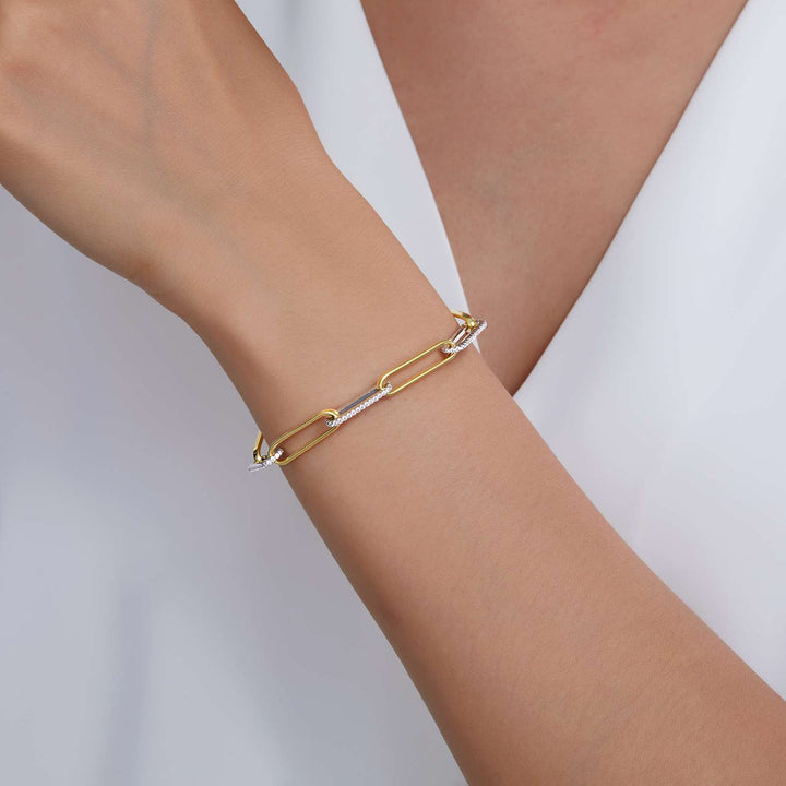 1.65 CTW 2-Tone Paperclip Bracelet