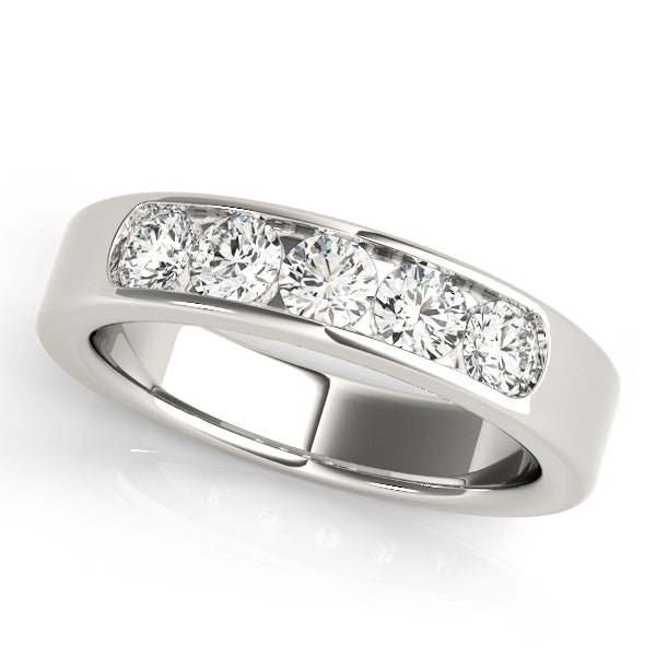 14K White Gold Multi-Diamond Wedding Band