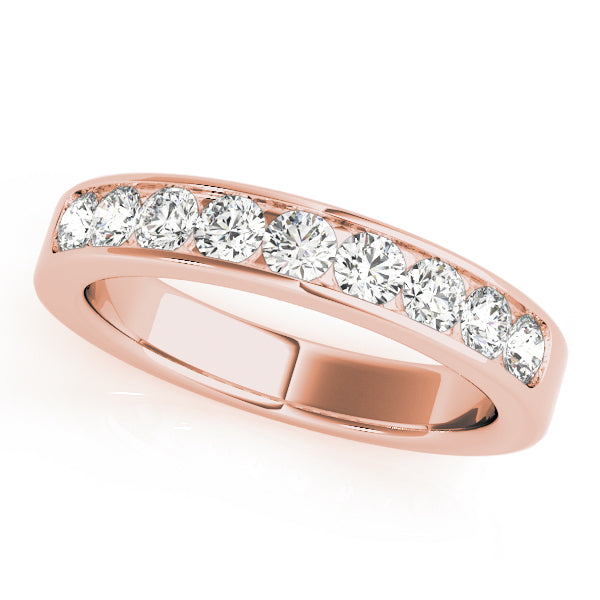 14K Rose Gold Round Diamond Wedding Ring