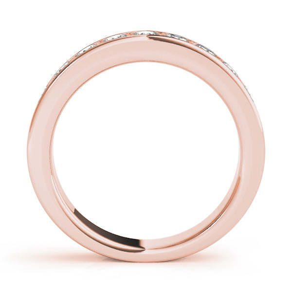 14K Rose Gold Round Diamond Wedding Ring