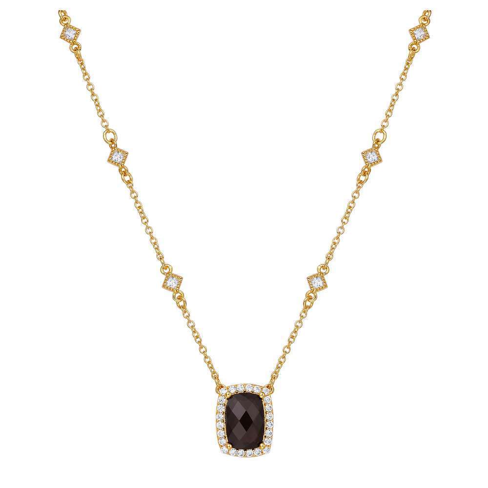 Genuine Smoky Quartz Halo Necklace