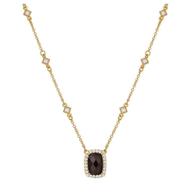 Genuine Smoky Quartz Halo Necklace