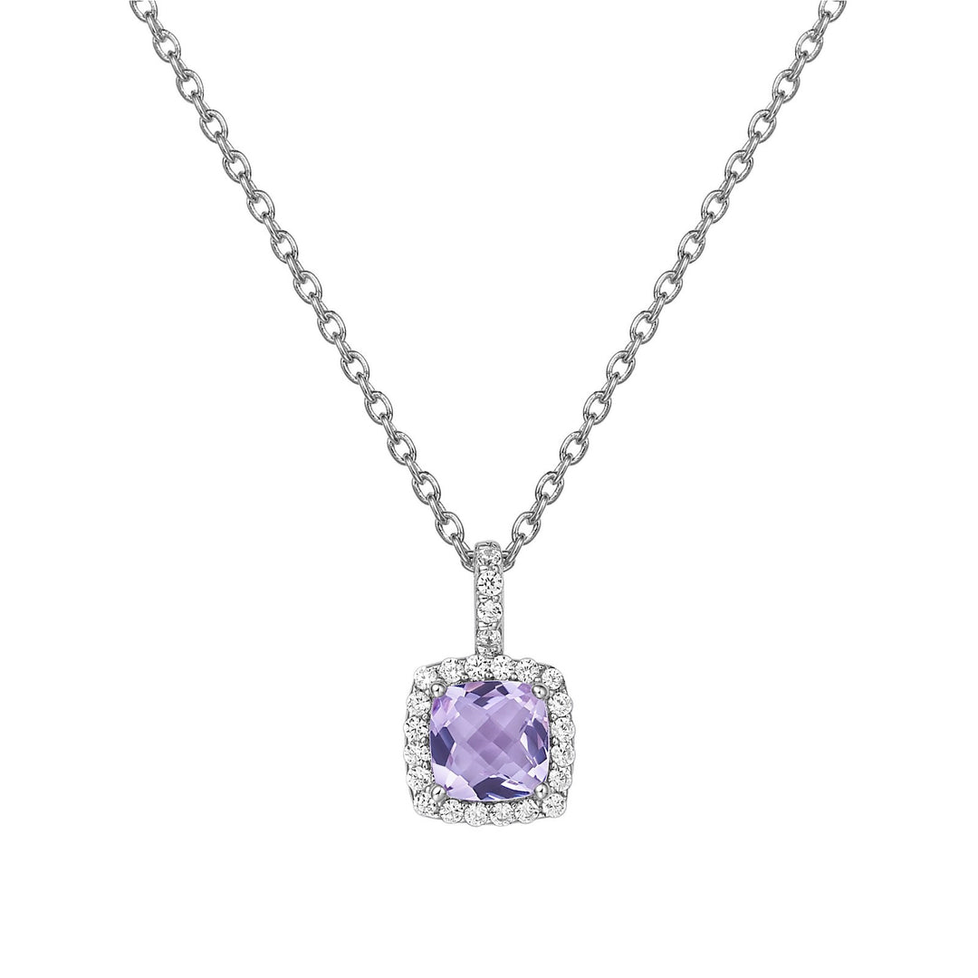 Genuine Amethyst Halo Necklace