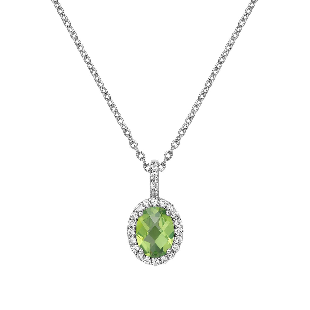 Genuine Peridot Halo Necklace