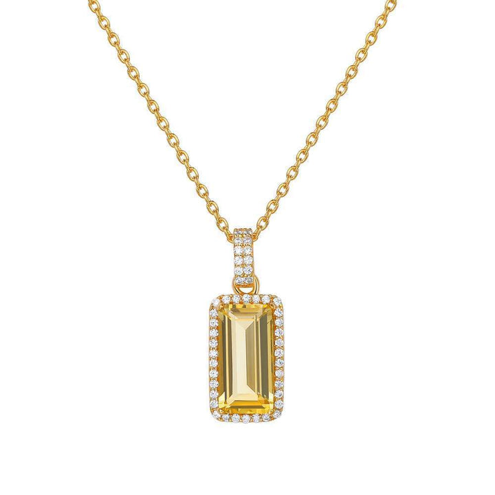 Genuine Citrine Halo Necklace