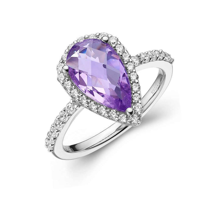 Genuine Amethyst Halo Ring