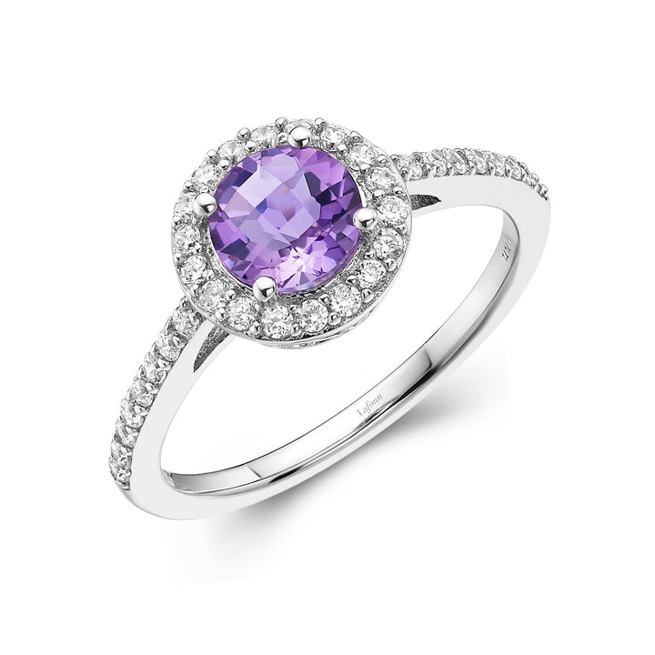 Genuine Amethyst Halo Ring