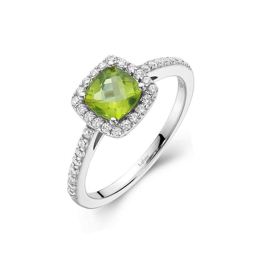 Genuine Peridot Halo Ring